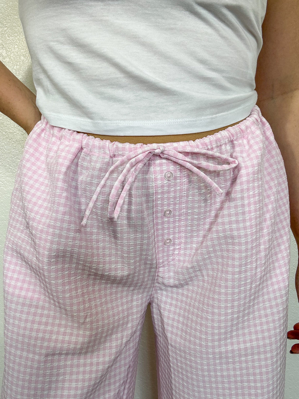Gracie Gingham Wide Leg Drawstring Pants