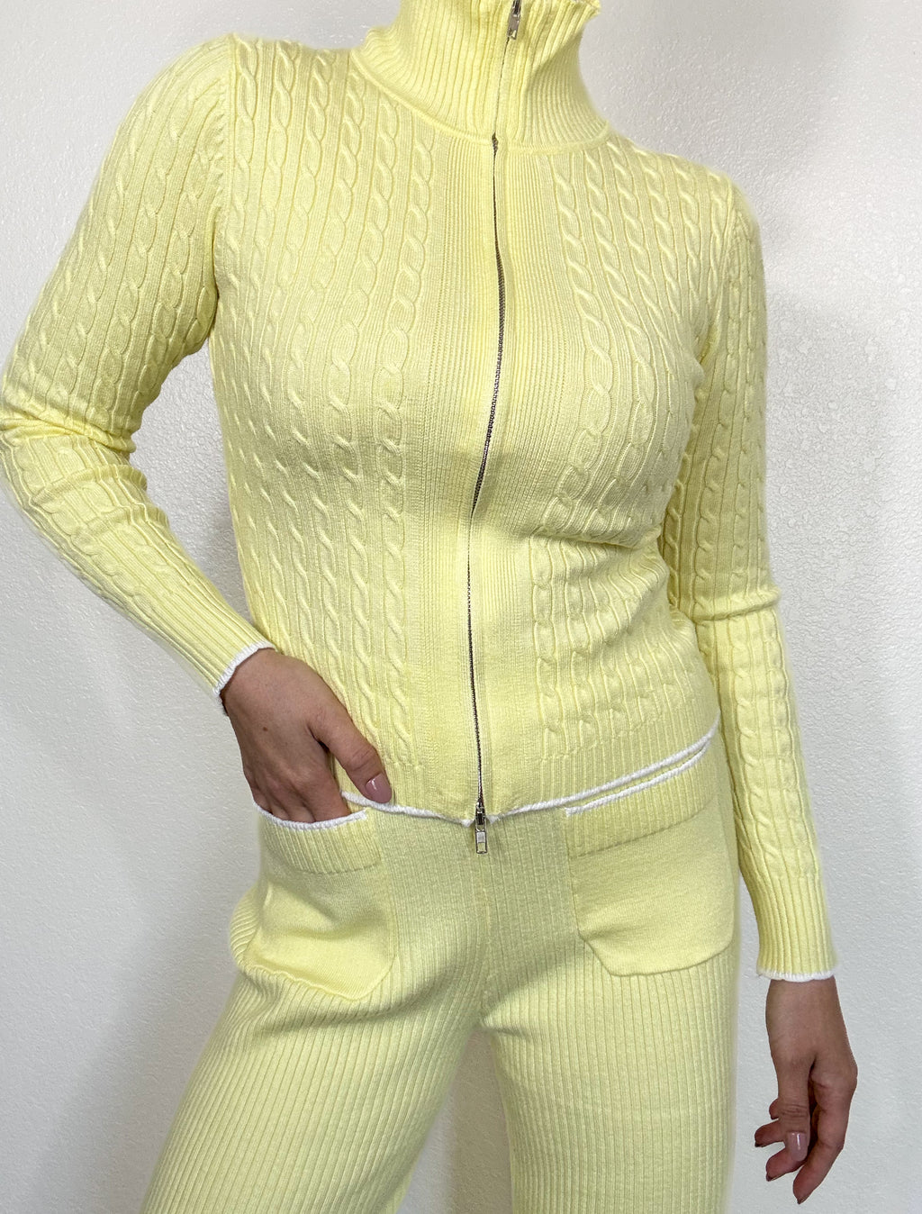 Sunny Yellow Knit Flared Leg Pants