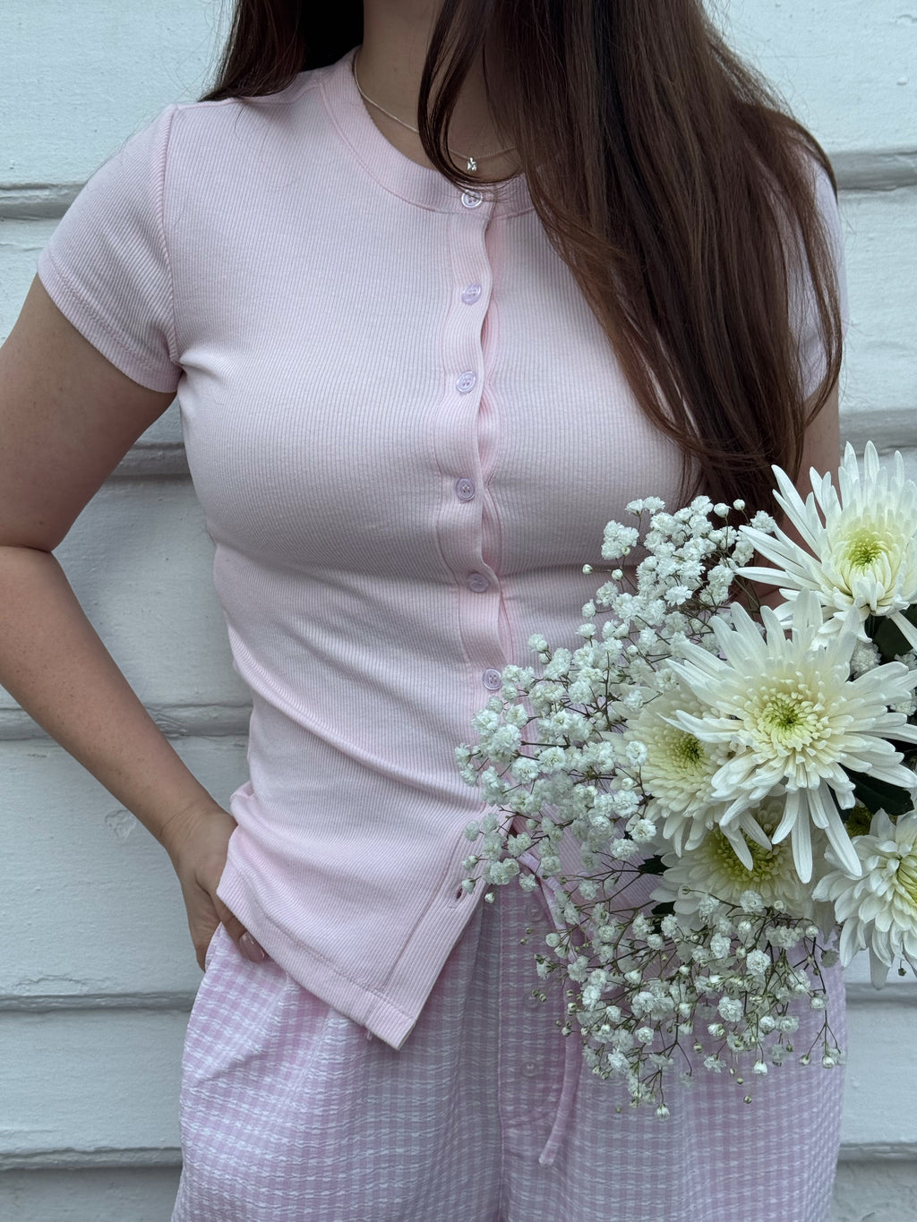 Nora Ribbed Button Front Crew Neck Cardigan