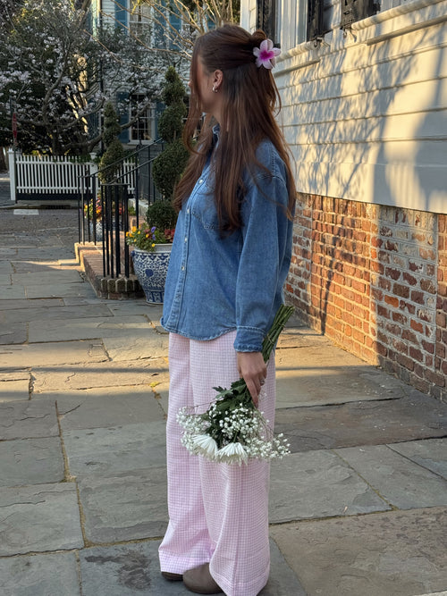 Gracie Gingham Wide Leg Drawstring Pants