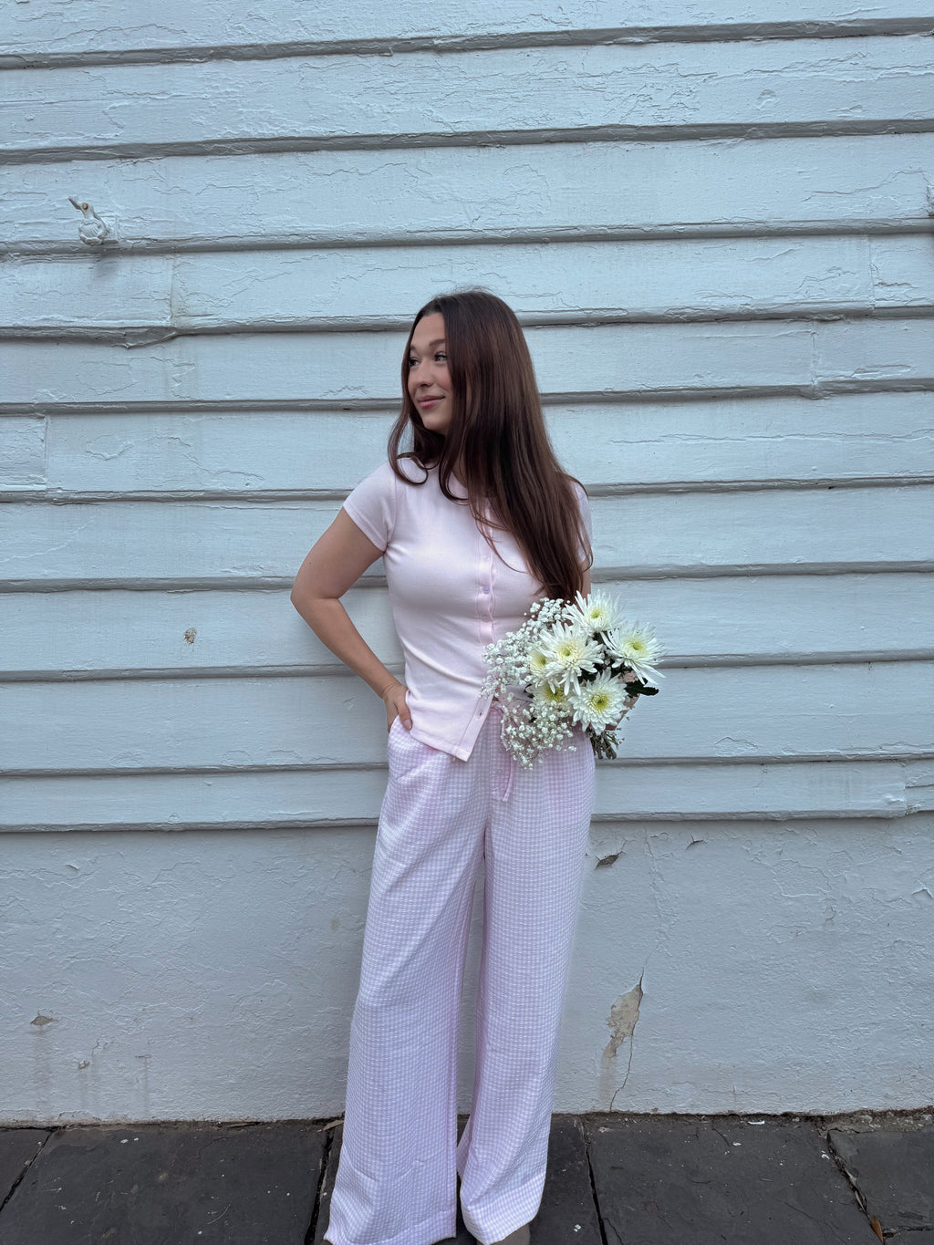 Gracie Gingham Wide Leg Drawstring Pants