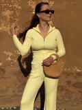 Sunny Yellow Knit Zip-Up Top